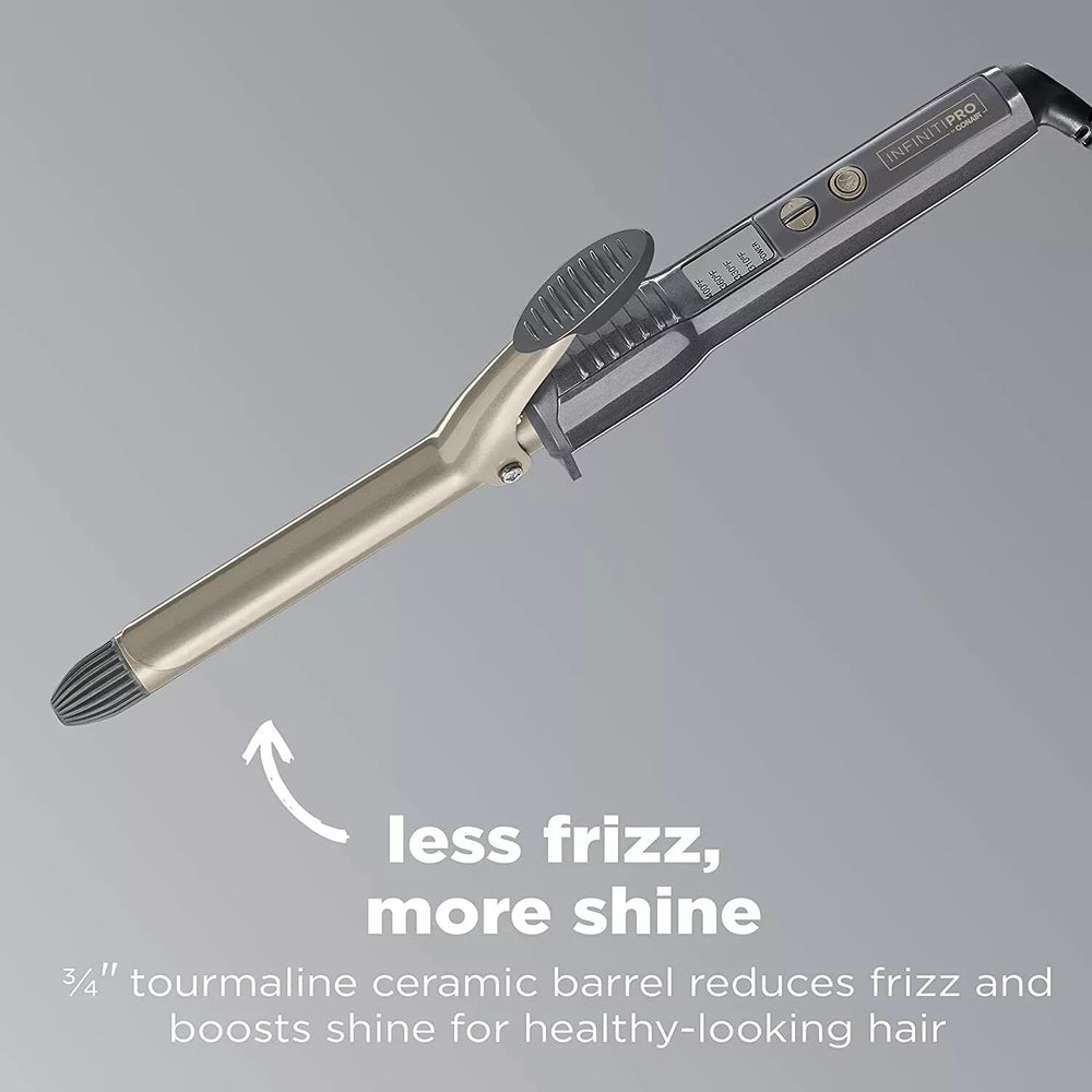 Conair INFINITIPRO Tourmaline curling iron heat-settings dial supports versatile styling for all hair types.