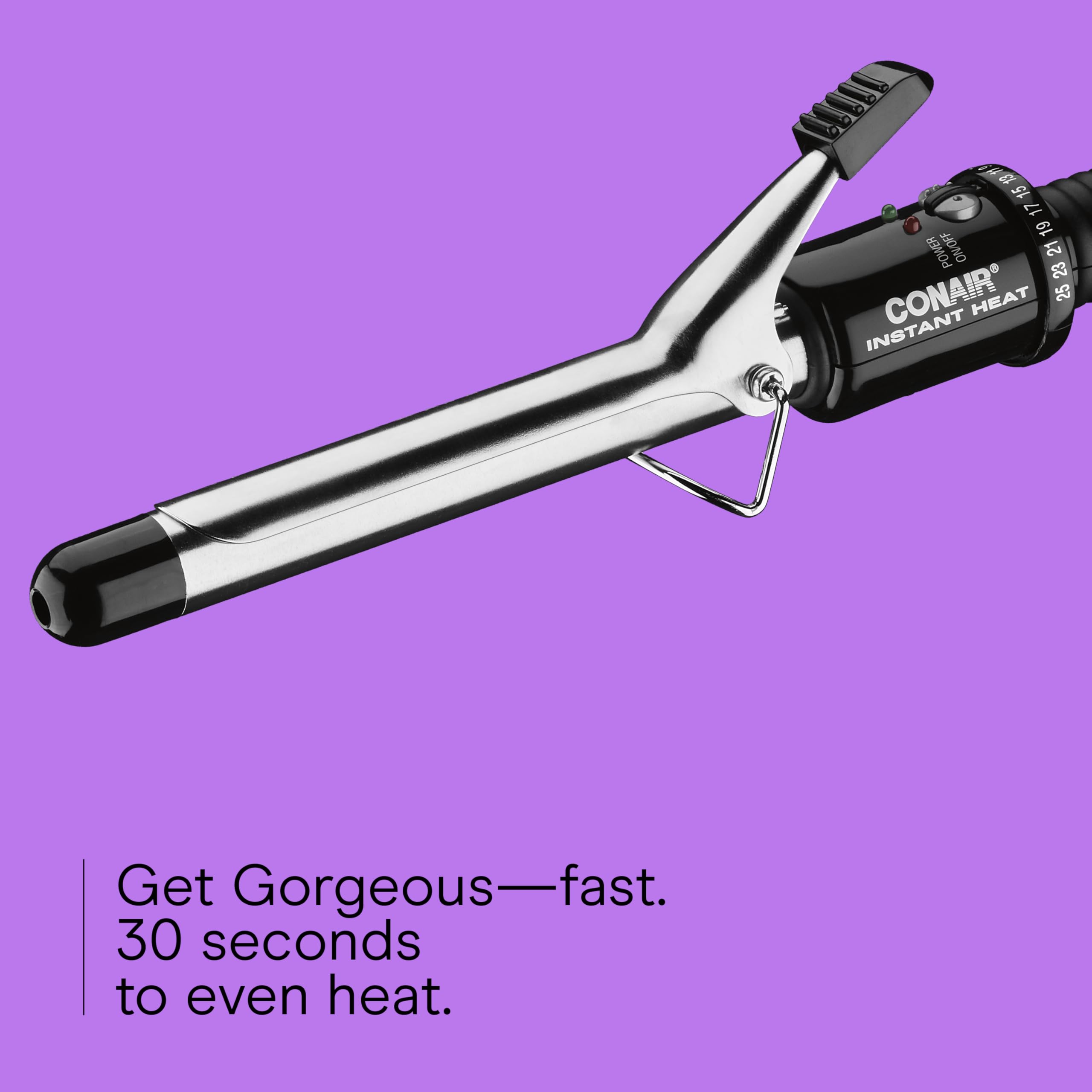 Conair Instant Heat curling iron with 60-second heat-up for quick styling.