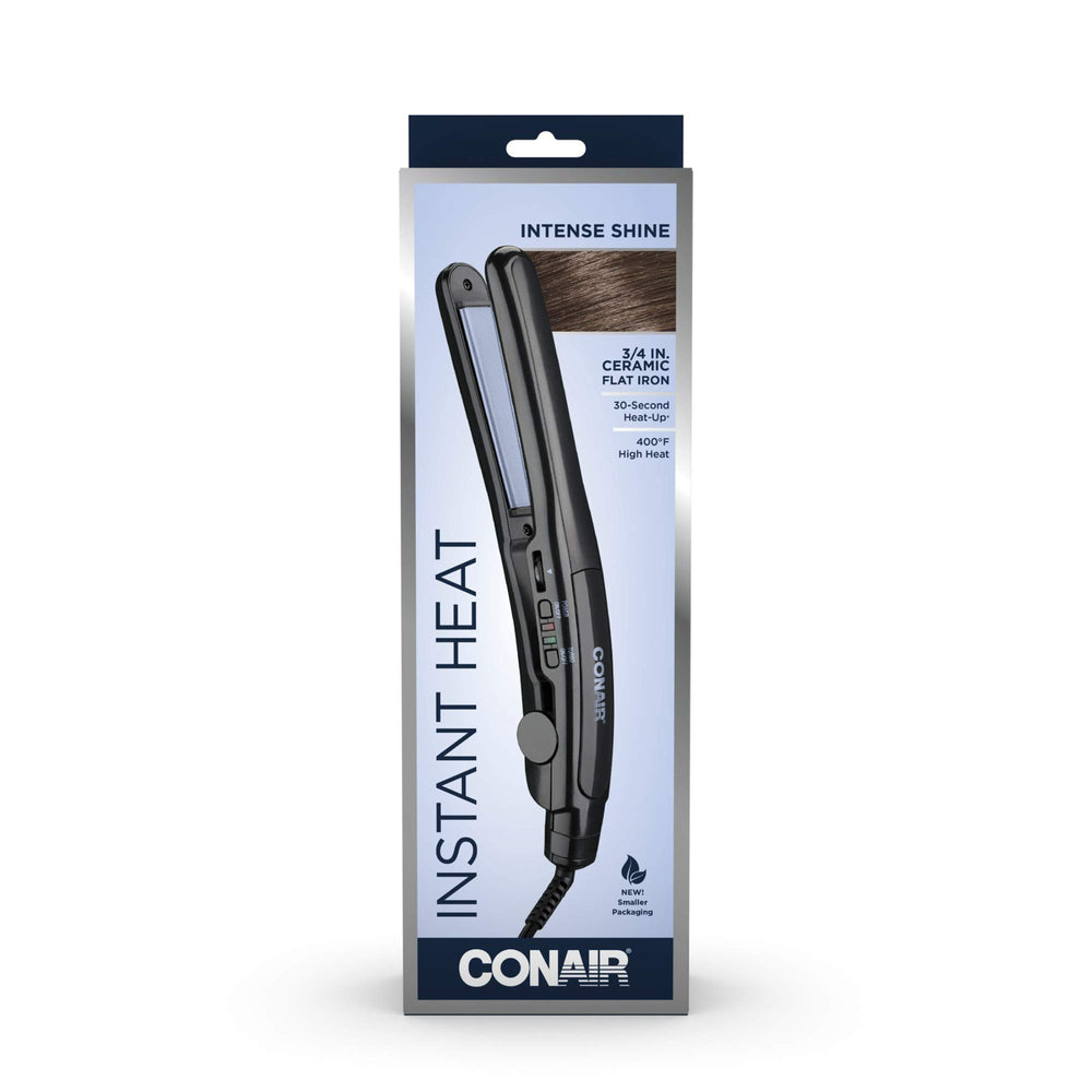 Conair Instant Heat Ceramic Flat Iron ergonomic contoured handle supports precise styling.