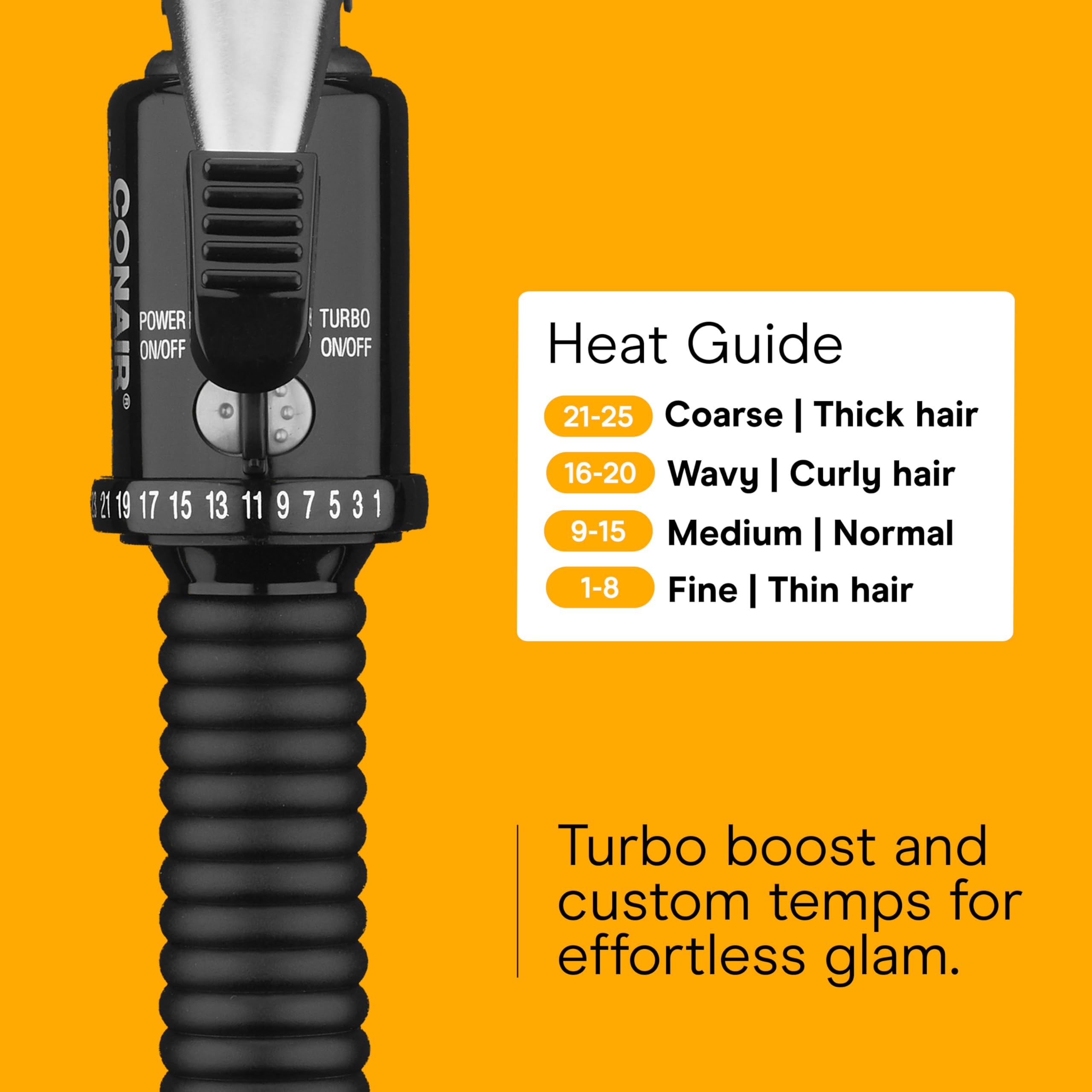 Conair Instant Heat curling iron nonslip handle for steady, comfortable styling.