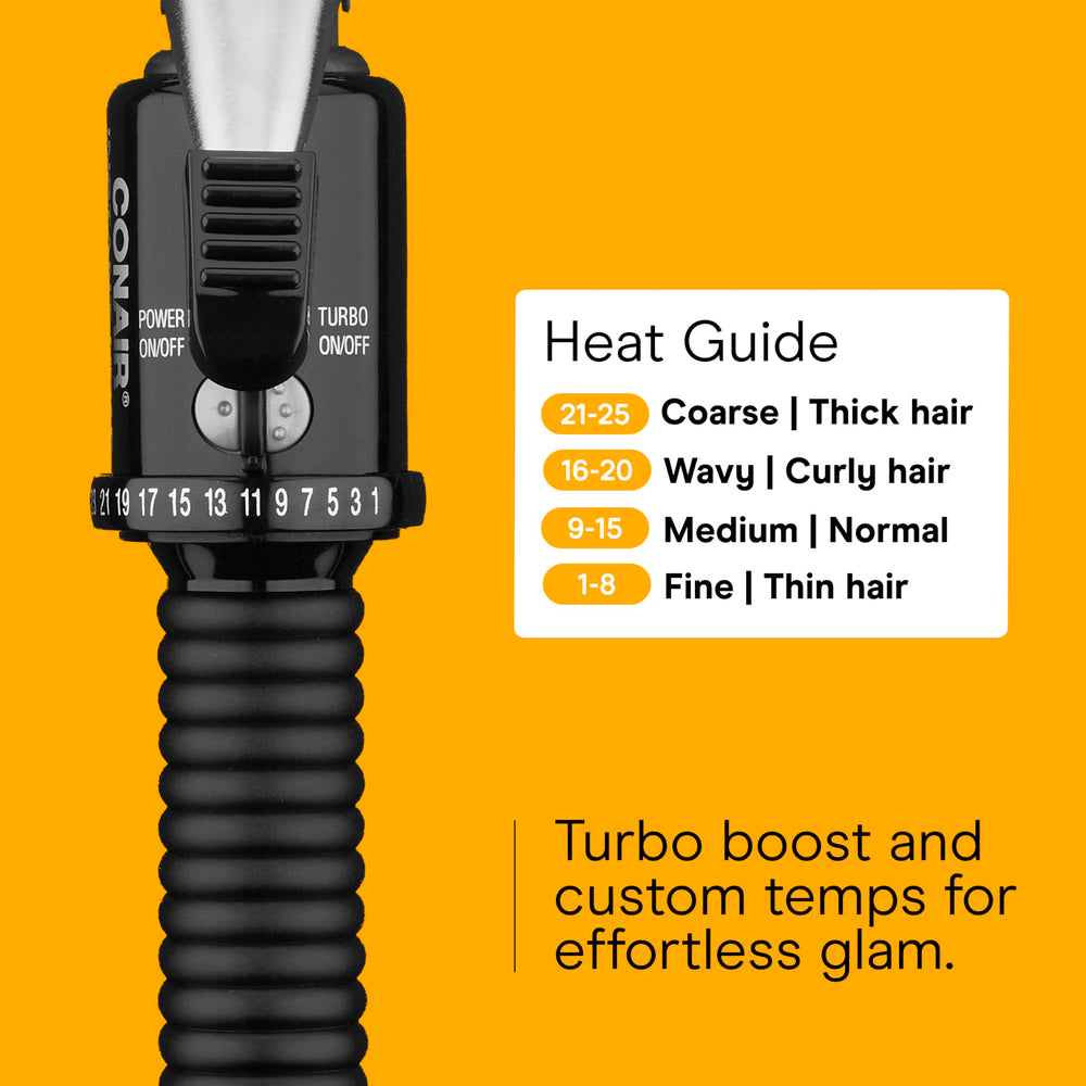 Conair Instant Heat curling iron nonslip handle for steady, comfortable styling.