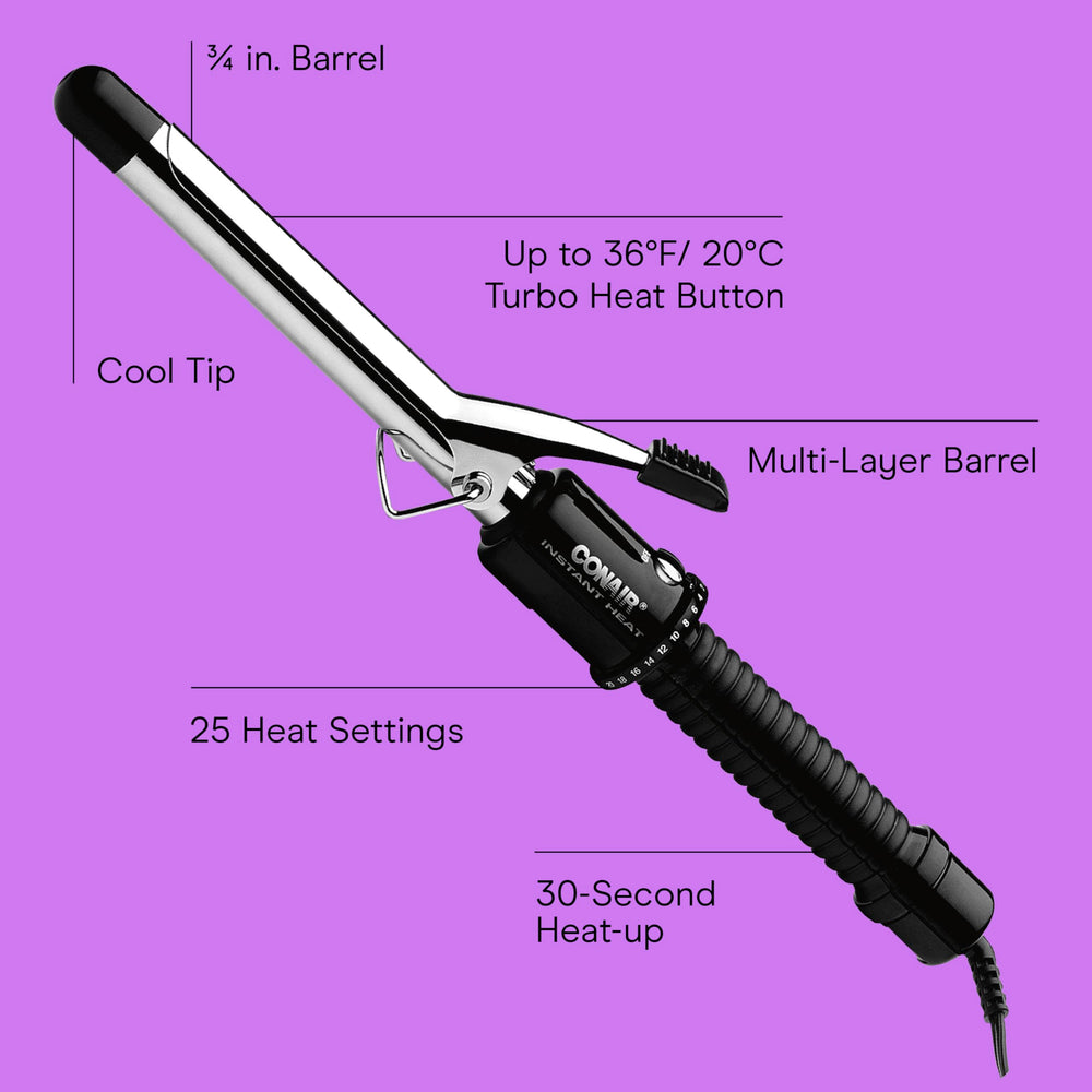 Conair Instant Heat curling iron heat settings display for precise control.