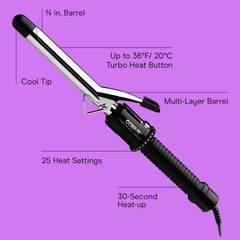 Conair Instant Heat curling iron heat settings display for precise control.