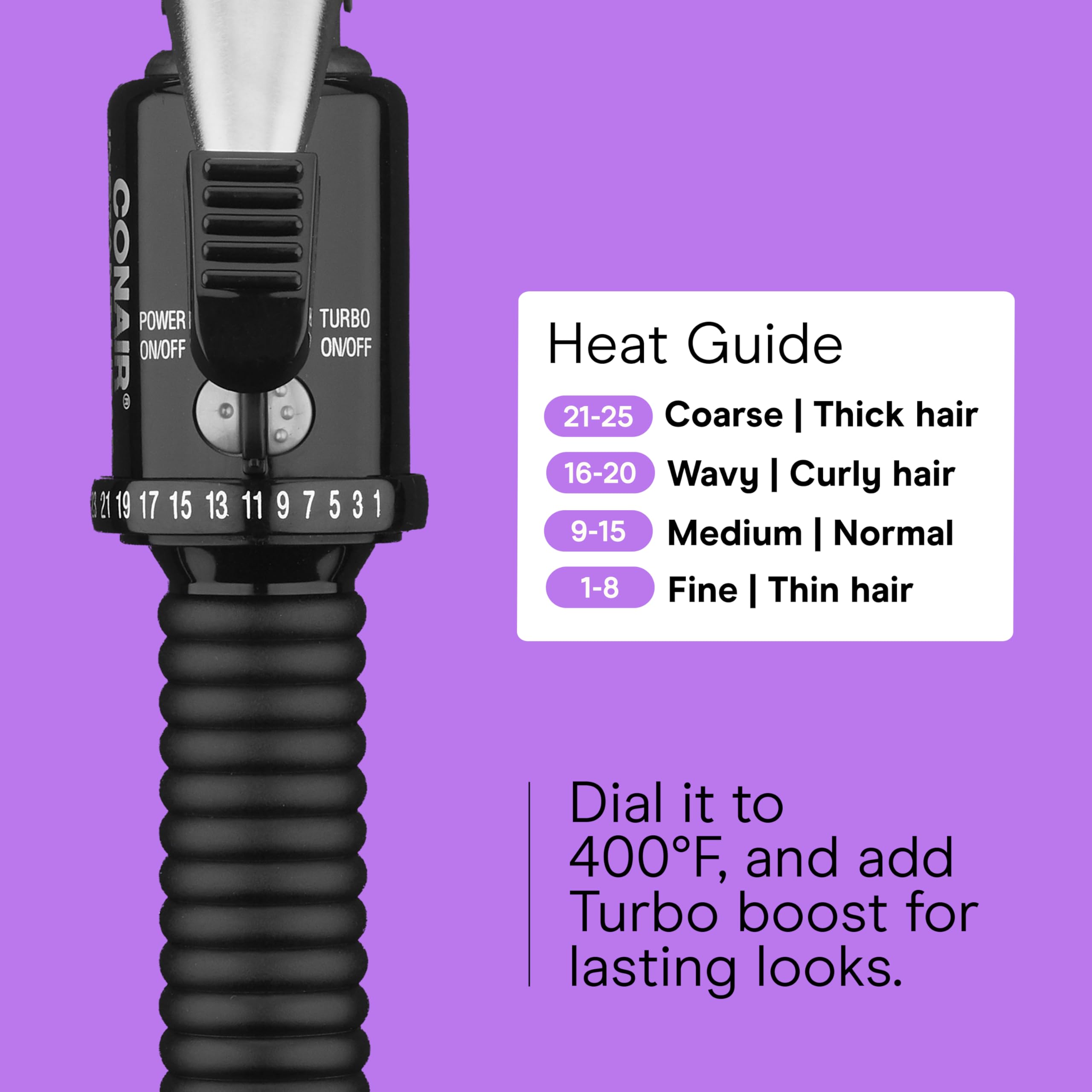 Conair Instant Heat curling iron featuring a nonslip handle for steady grip.