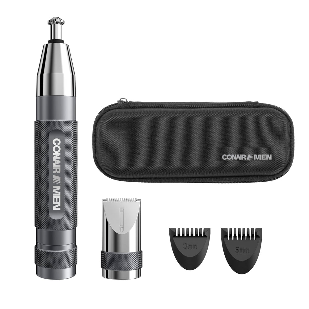 Conair Men Ear Nose Eyebrow Trimmer with 360 blade for safe grooming around sensitive areas.