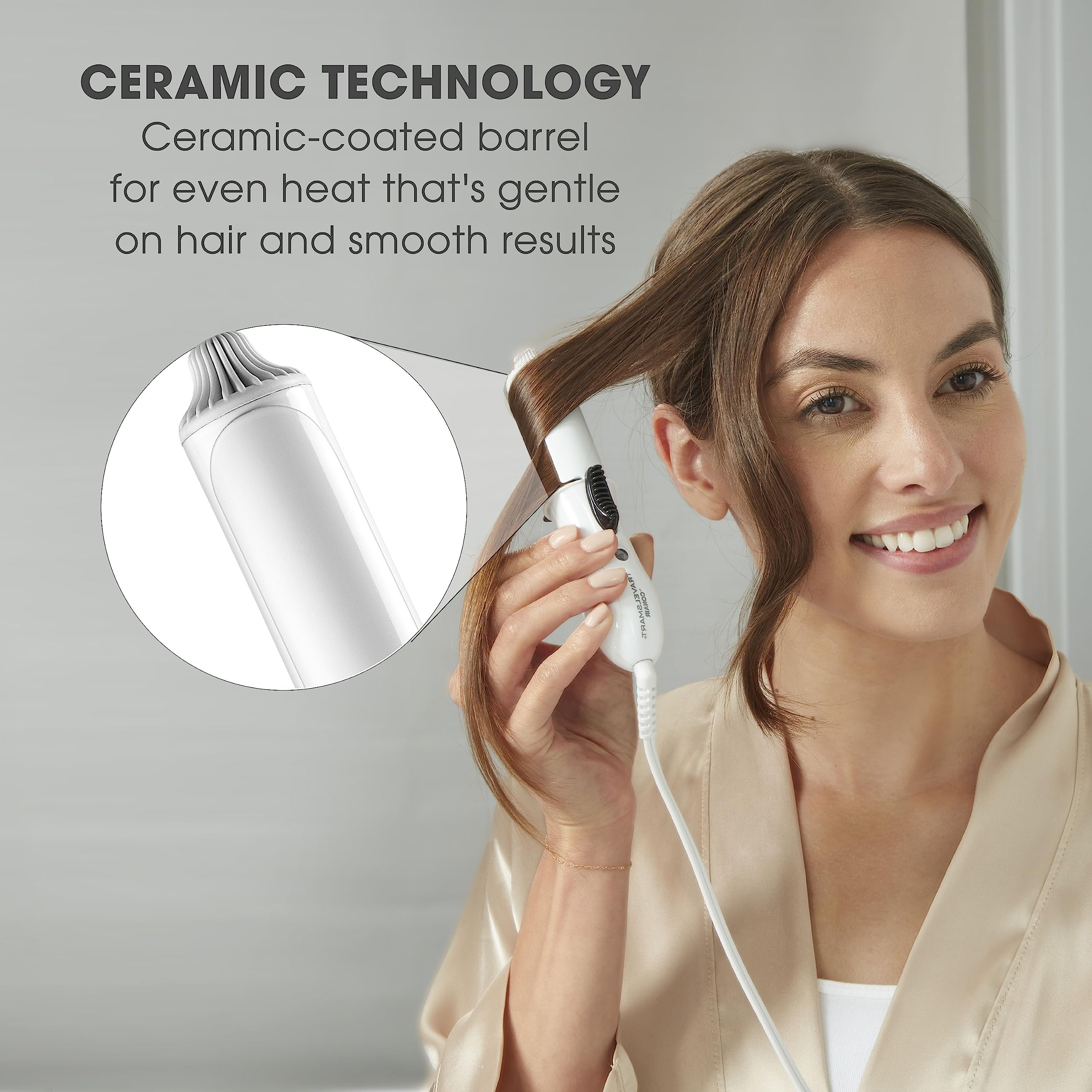 Conair mini ceramic-technology delivers even heat for smooth, frizz-minimizing styling