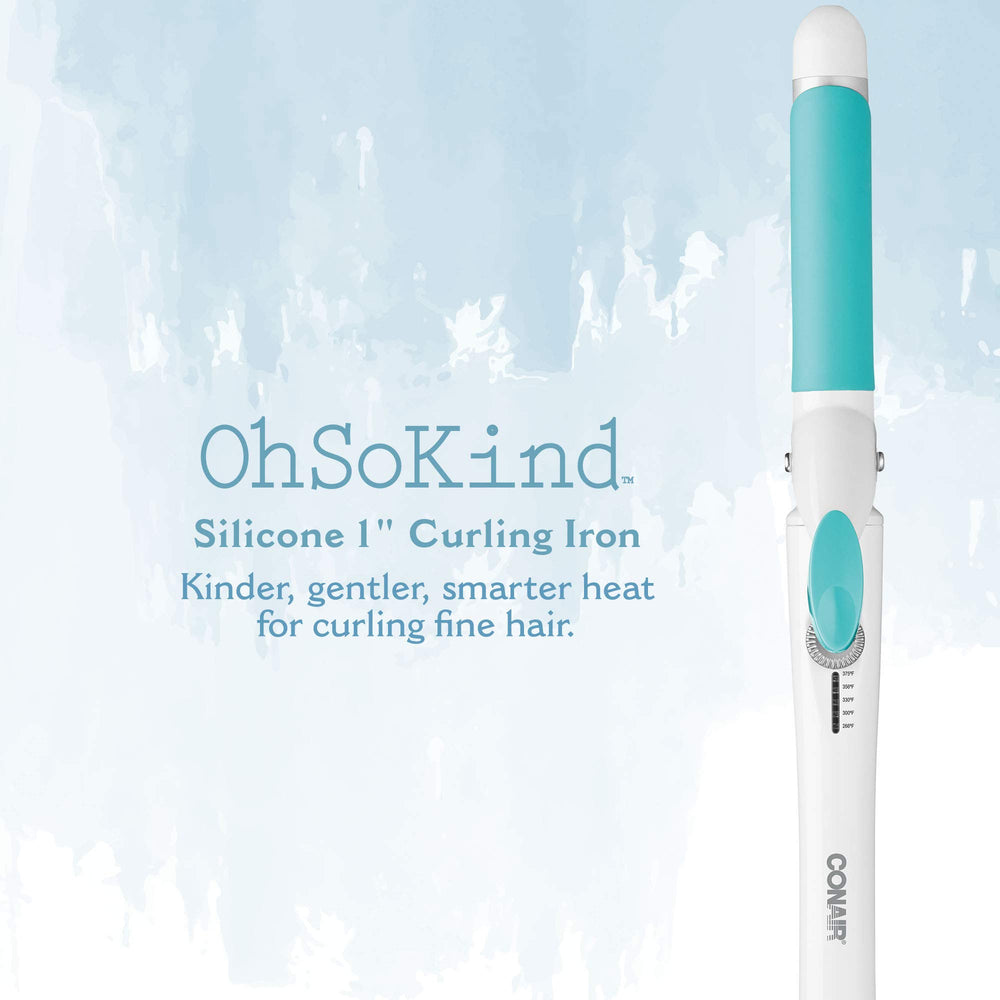 Conair OhSoKind heat settings dial shown for selecting gentle heat on delicate hair
