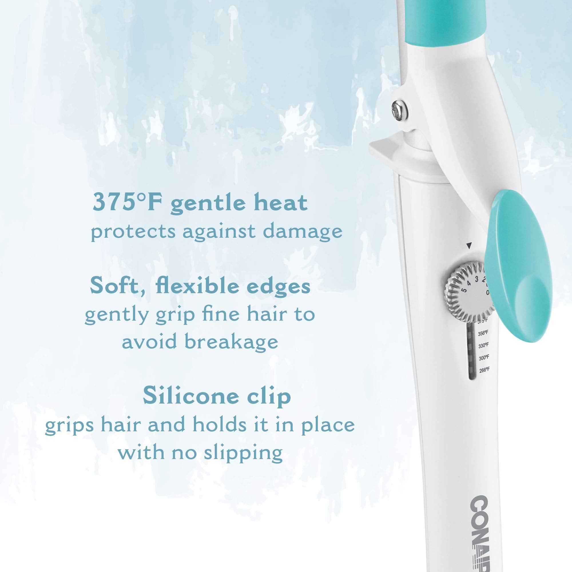 Conair OhSoKind silicone clip close-up gripping fine hair without pulling or breakage