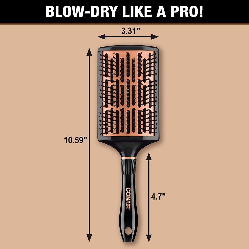 Conair paddle brush from Copper Collection reduces tug and provides consistent blowouts for everyday use.