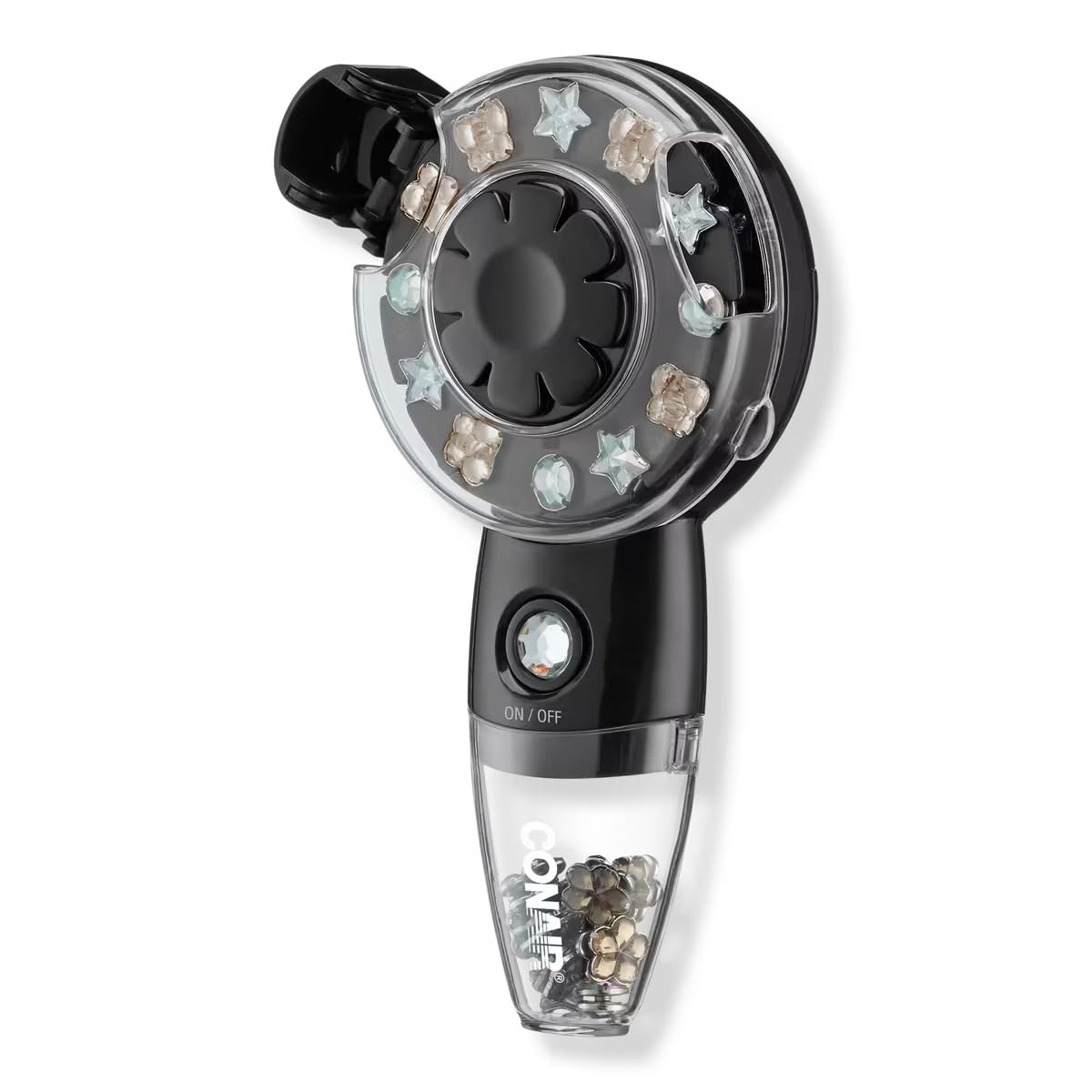 Conair Quick Gems Hair Jeweler in action adds instant shimmer for festive looks.