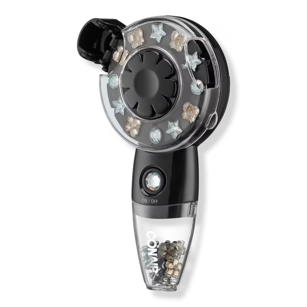 Conair Quick Gems Hair Jeweler in action adds instant shimmer for festive looks.