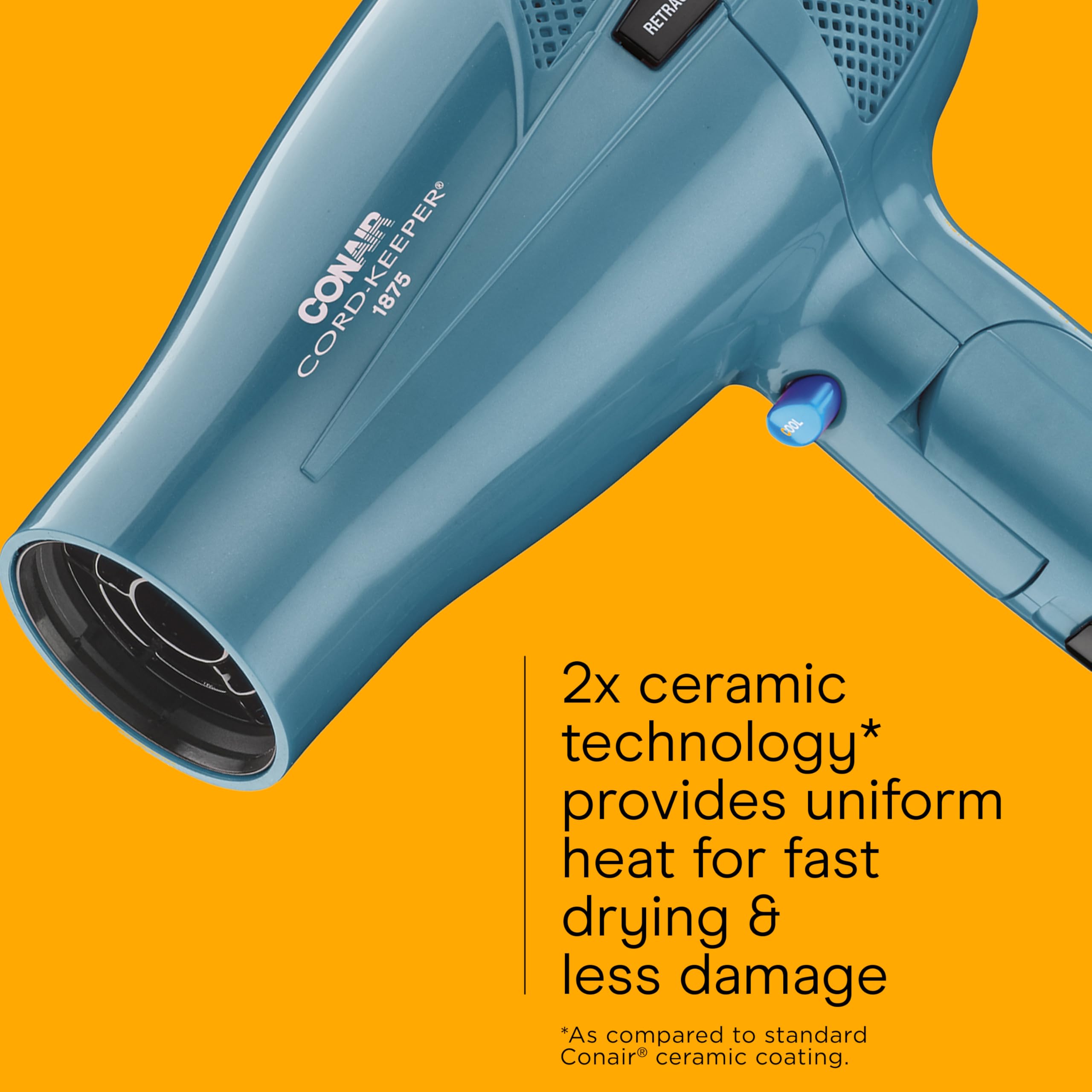 Conair Tourmaline Ceramic technology delivers infrared heat for gentle drying.