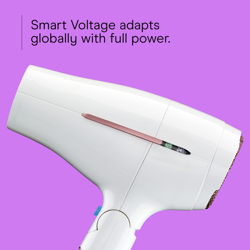 Conair Travel Dryer with ionic conditioning for smooth, shiny hair.