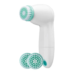Conair True Glow battery-operated facial cleansing brush with rotating brush head for deep cleansing.