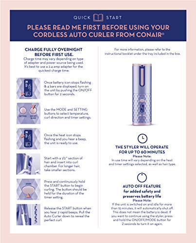 Conair Unbound cordless auto curler includes USB charger and batteries for on-the-go power