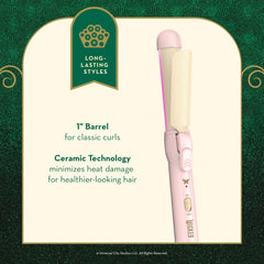 Conair Wicked Glinda light-up barrel showing four-color glow for enchanting styling.