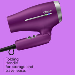 Conair 1875W dryer powered for fast drying on the go.
