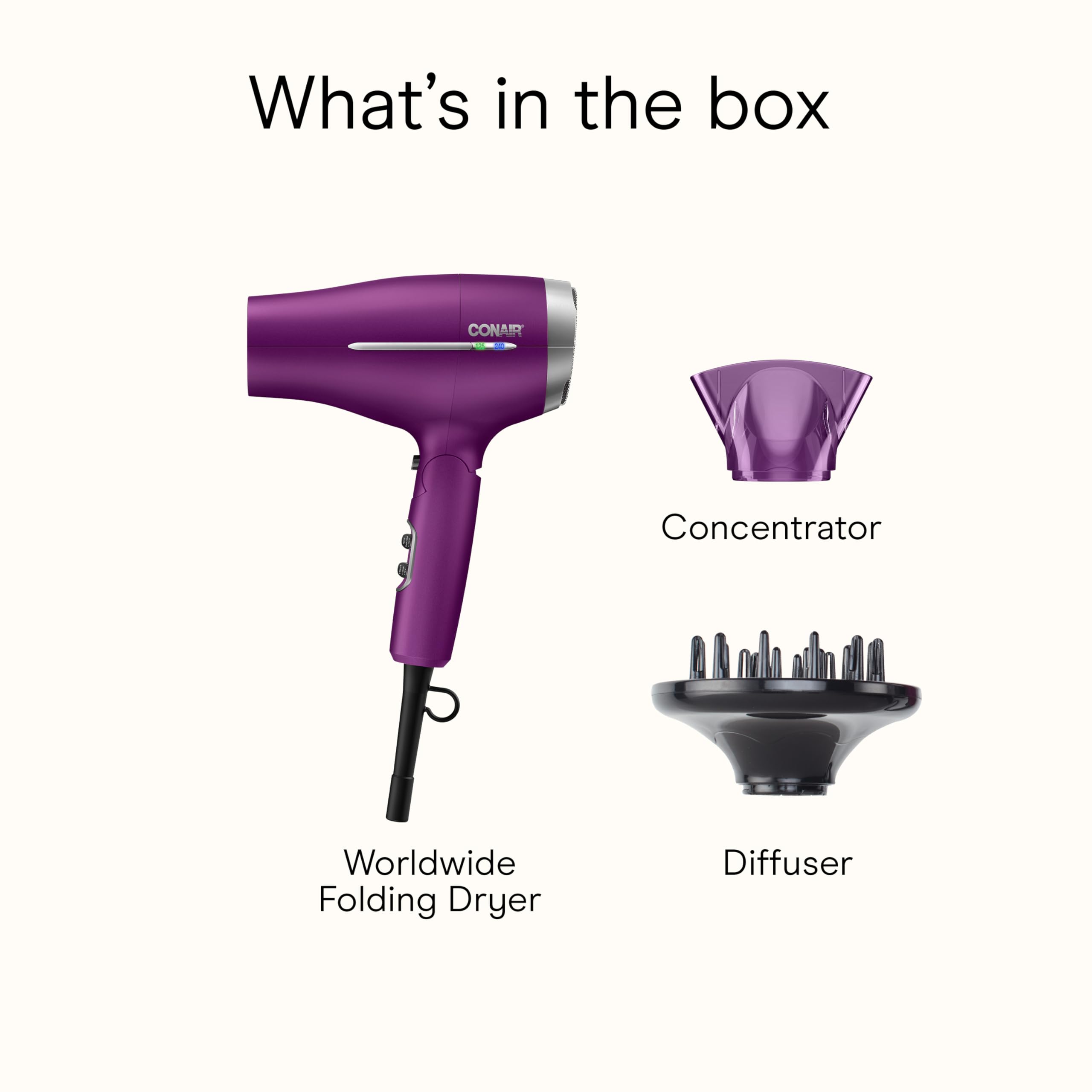 Conair compact travel-ready design for easy packing and storage.