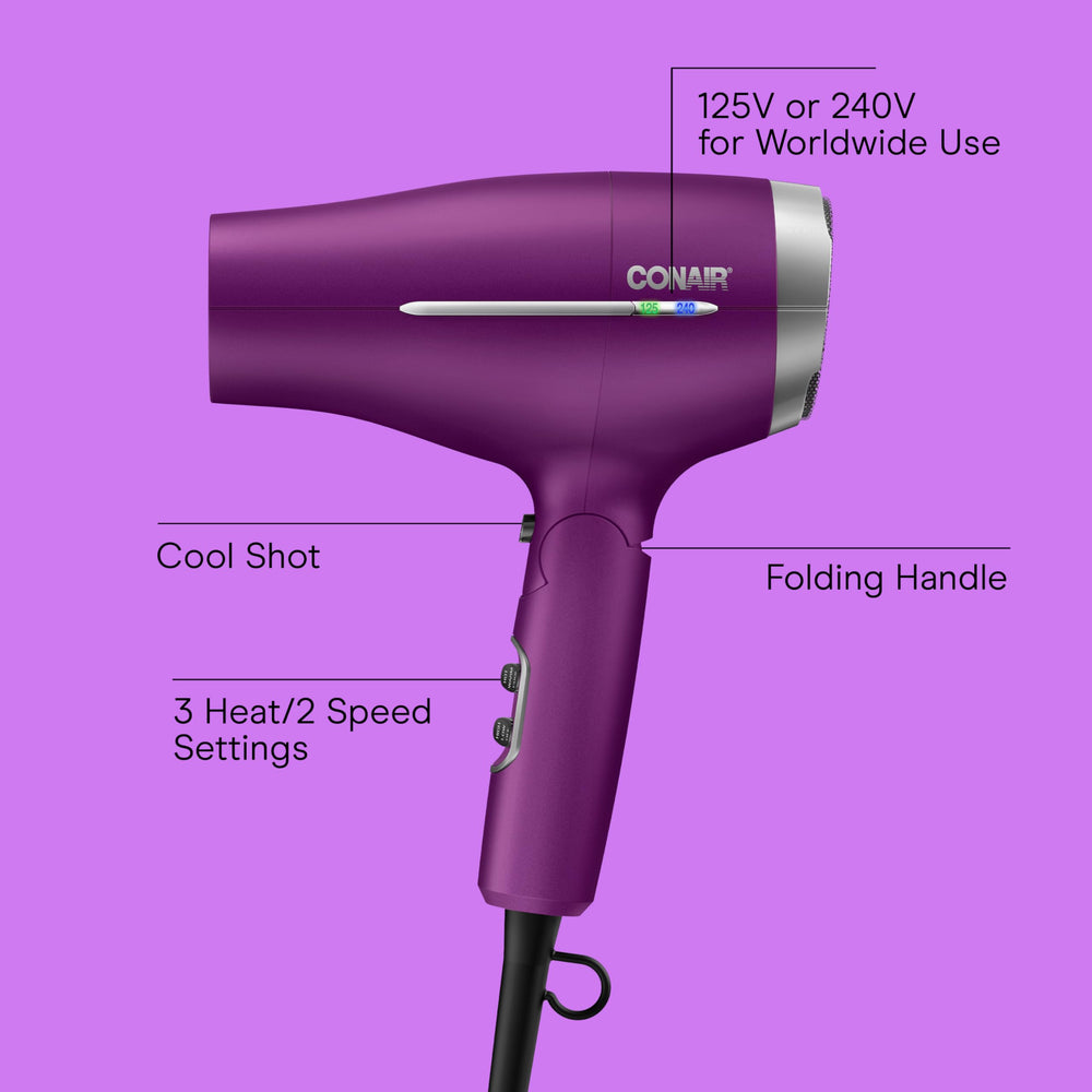Conair travel dryer demonstrates smart voltage technology for worldwide use.