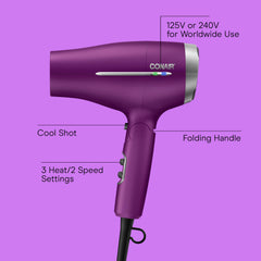 Conair travel dryer demonstrates smart voltage technology for worldwide use.