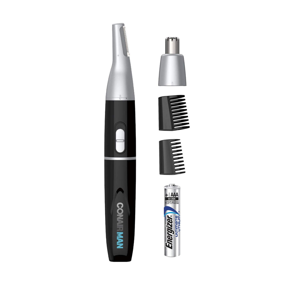 ConairMAN trimmer sideburns and eyebrows: versatile precision for defined facial lines.