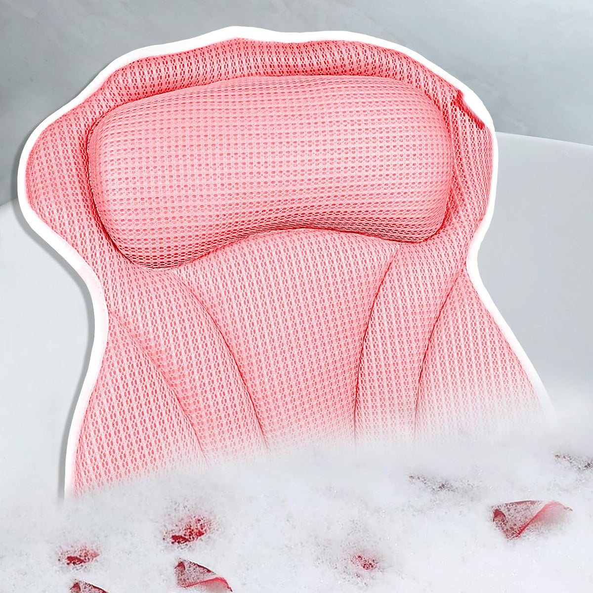 CONBELLA bath pillow headrest padding provides plush neck support for a comfortable soak.