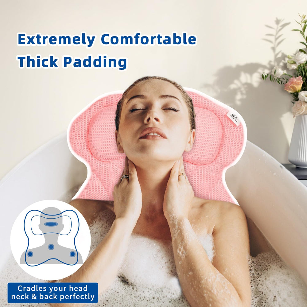 CONBELLA bath pillow side padding supports upper back and shoulders during baths.