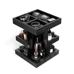 Coneqwliy wooden Cologne Organizer with 3-tier rotating stand for easy fragrance access
