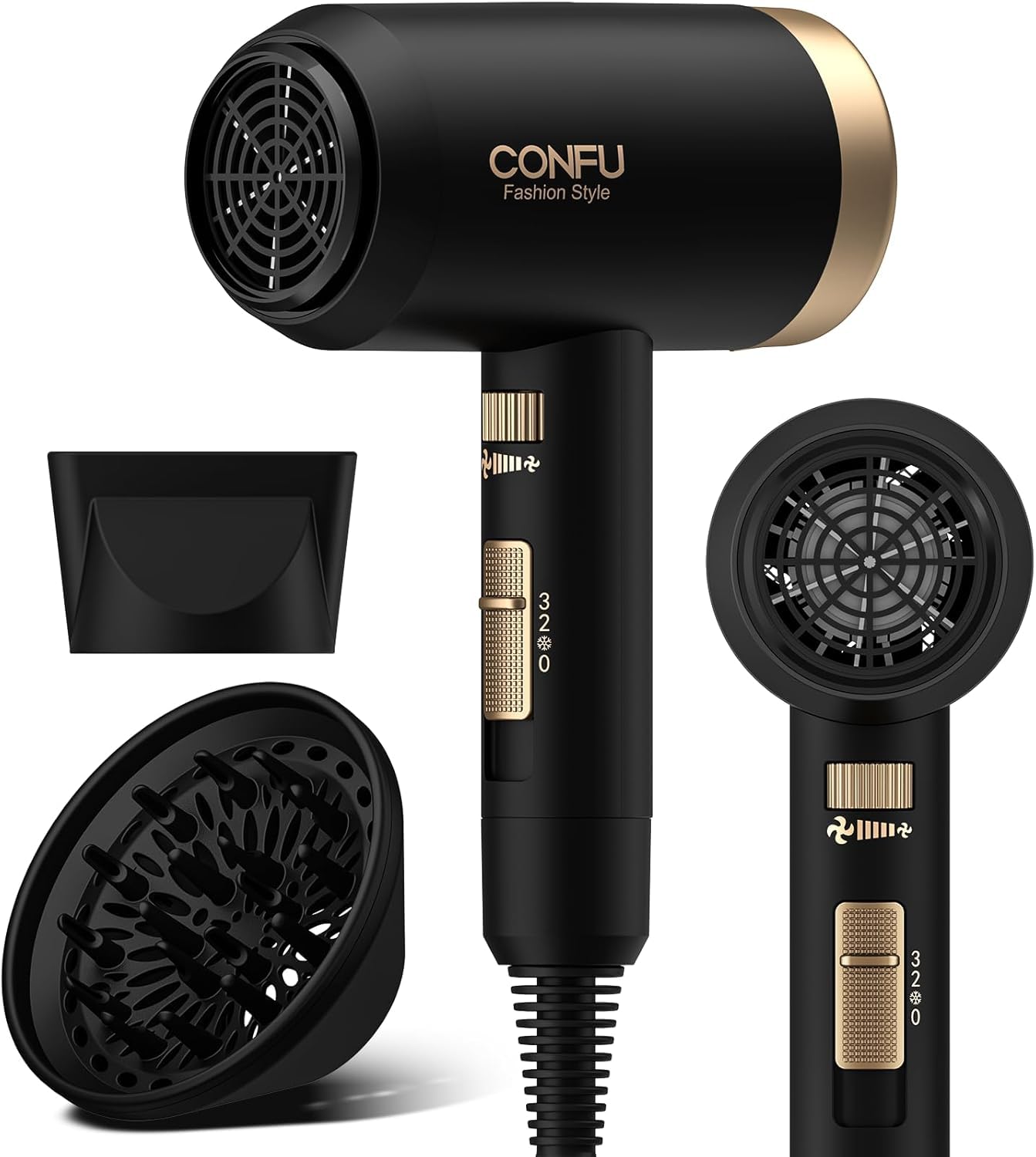 CONFU hair dryer with 1600W motor for fast drying and efficiency