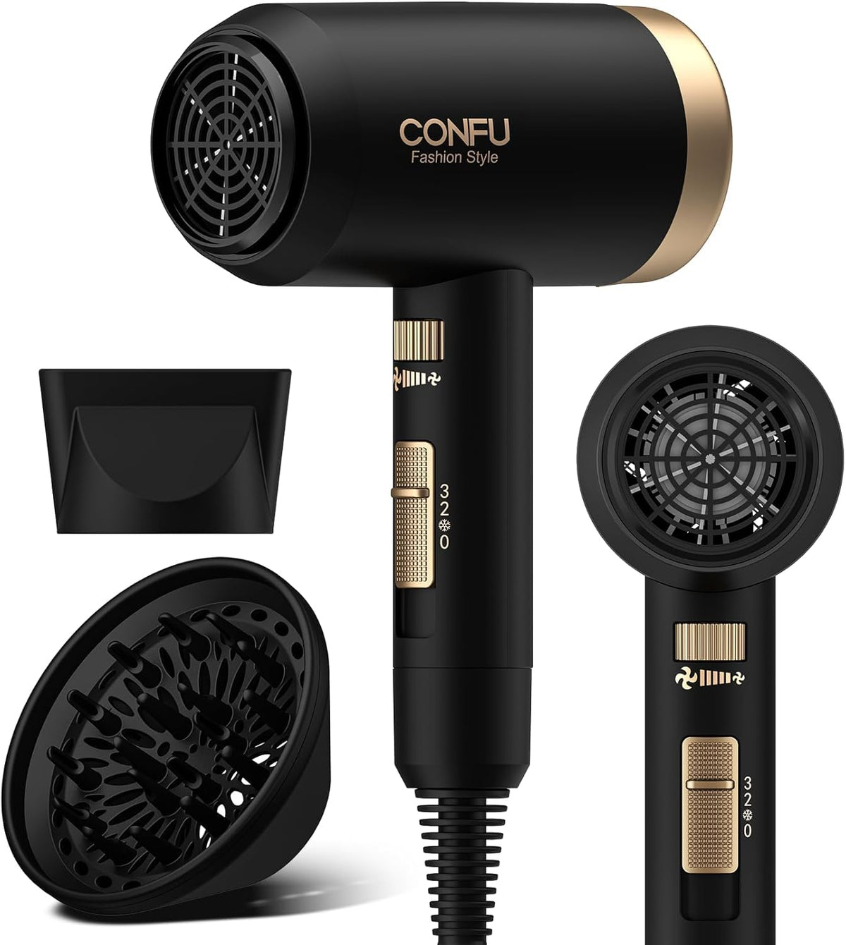 CONFU hair dryer with 1600W motor for fast drying and efficiency