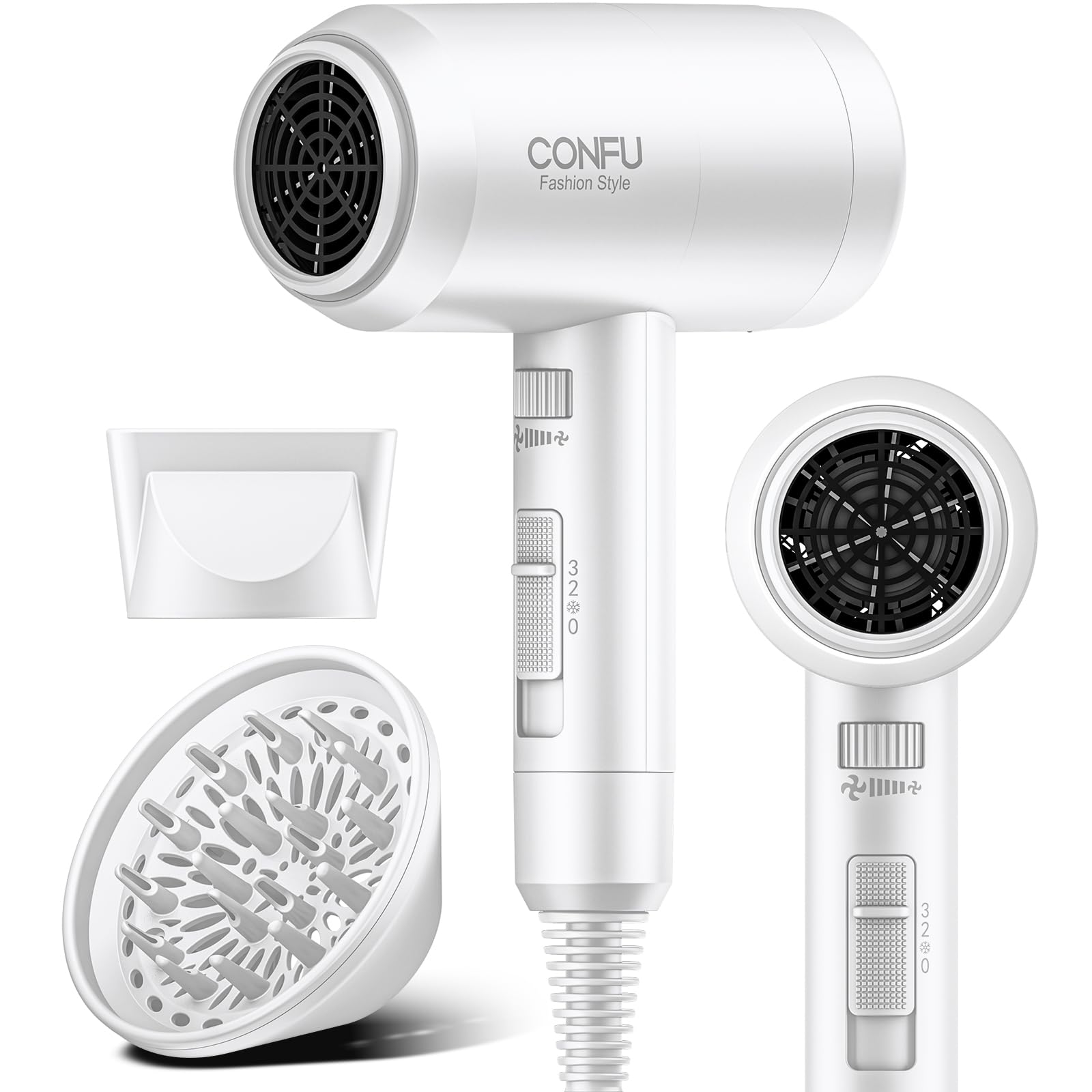 CONFU hair dryer compact design enables quick drying at home or while traveling.