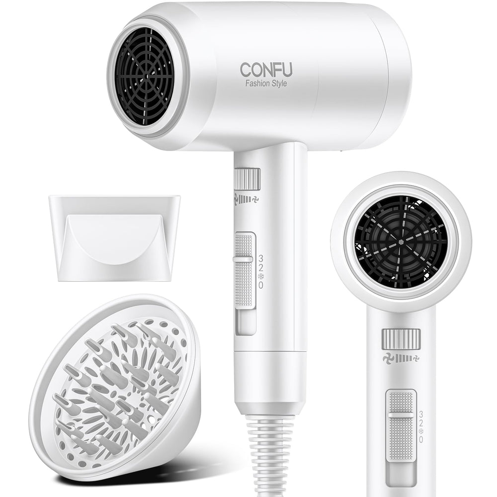 CONFU hair dryer compact design enables quick drying at home or while traveling.