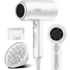 CONFU hair dryer compact design enables quick drying at home or while traveling.