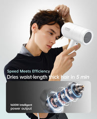 CONFU hair dryer diffuser attached for enhanced curls and textured styling.