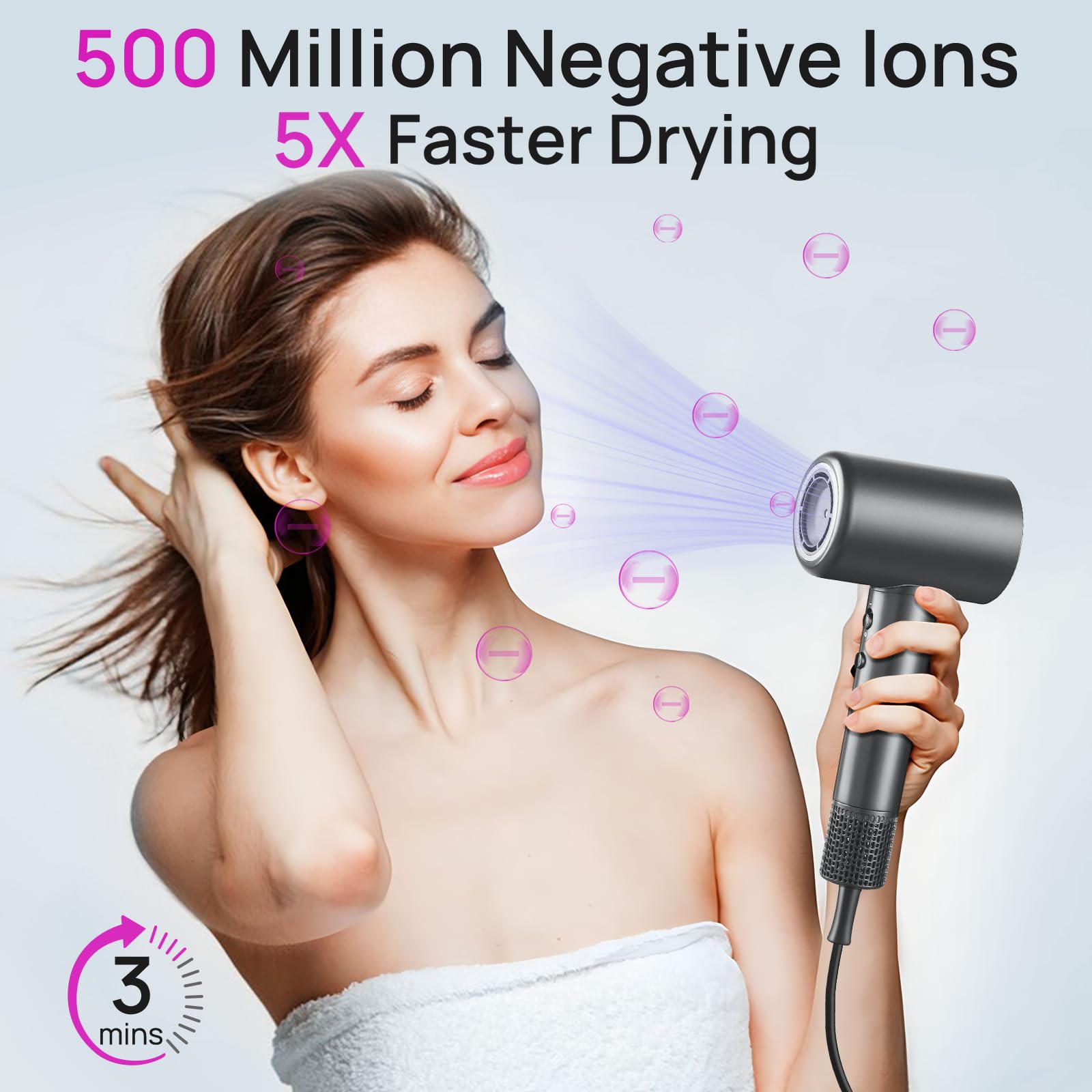 CONFU hair dryer ionic diffuser enhances frizz control for smooth results.