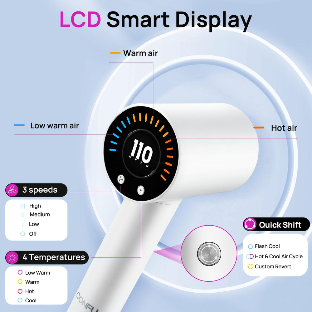 CONFU hair dryer-ionic-technology reduces static for smoother results.