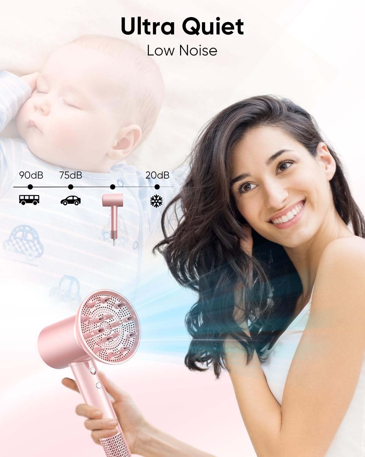 CONFU hair dryer weighs under 1 lb for easy handling and travel