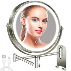 CONLWIN 8-inch wall-mount makeup mirror angled view for full-face makeup