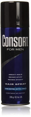 Consort for Men hair spray unscented 8oz bottles deliver natural hold for all-day style.