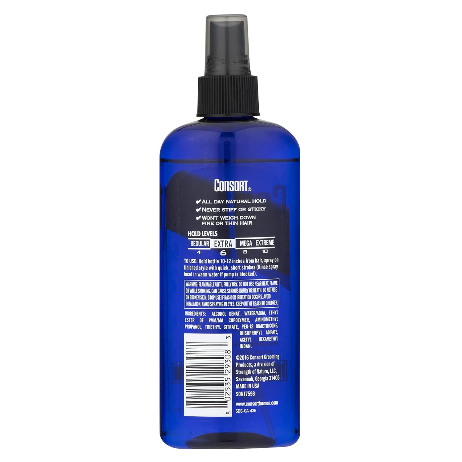 Consort hair spray extra-hold formula helps sculpt styling without crumpling or weighing down hair.