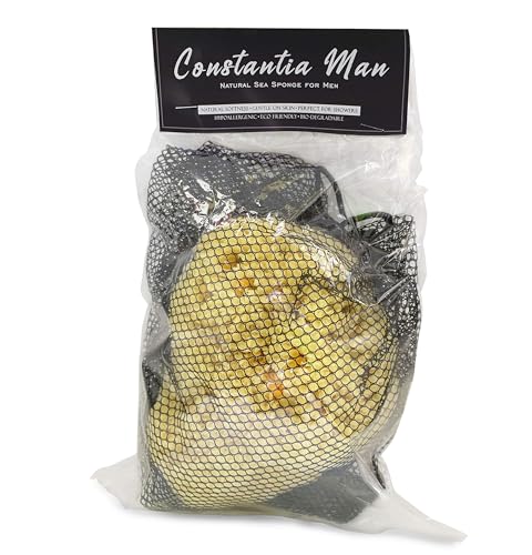 Constantia Man sea sponge ready to lather and exfoliate during shower.