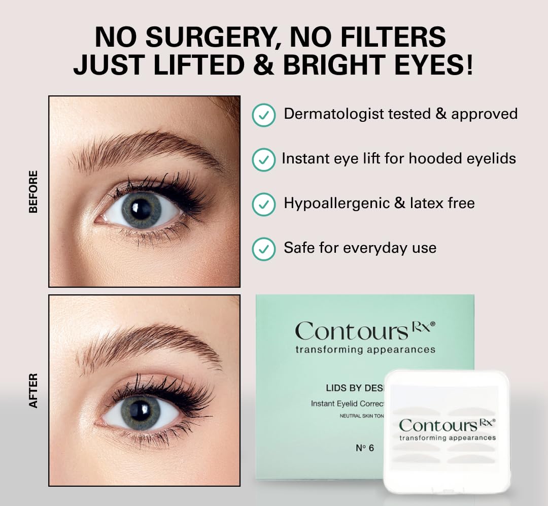 Contours Rx Lids by Design eye with strip demonstration for makeup-ready lift