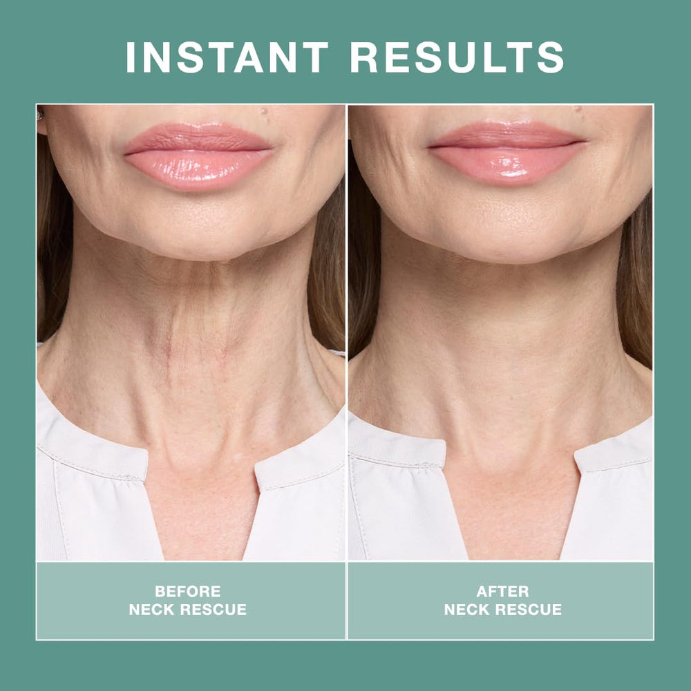 Contours Rx Neck Rescue strip closeup highlights the slim tape for invisible neck lifting.