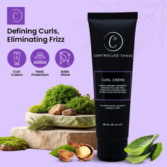 Controlled Chaos curl cream on smoothed hair showing defined curls without weight.