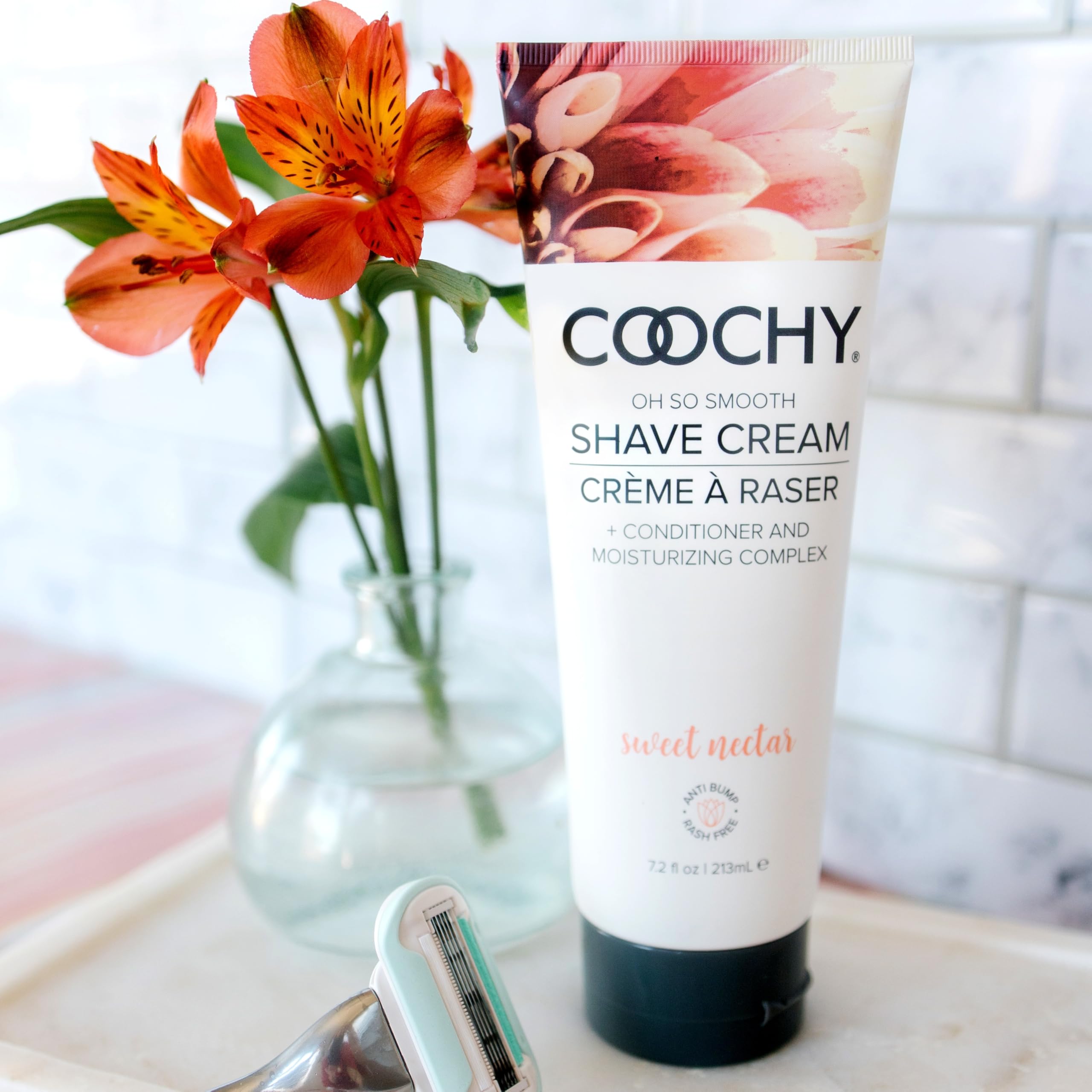 Coochy bikini-area shave foam ready to protect sensitive skin.