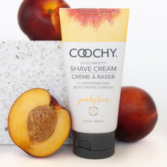 Coochy Peachy Keen application glide captures effortless razor pass and skin-friendly care.