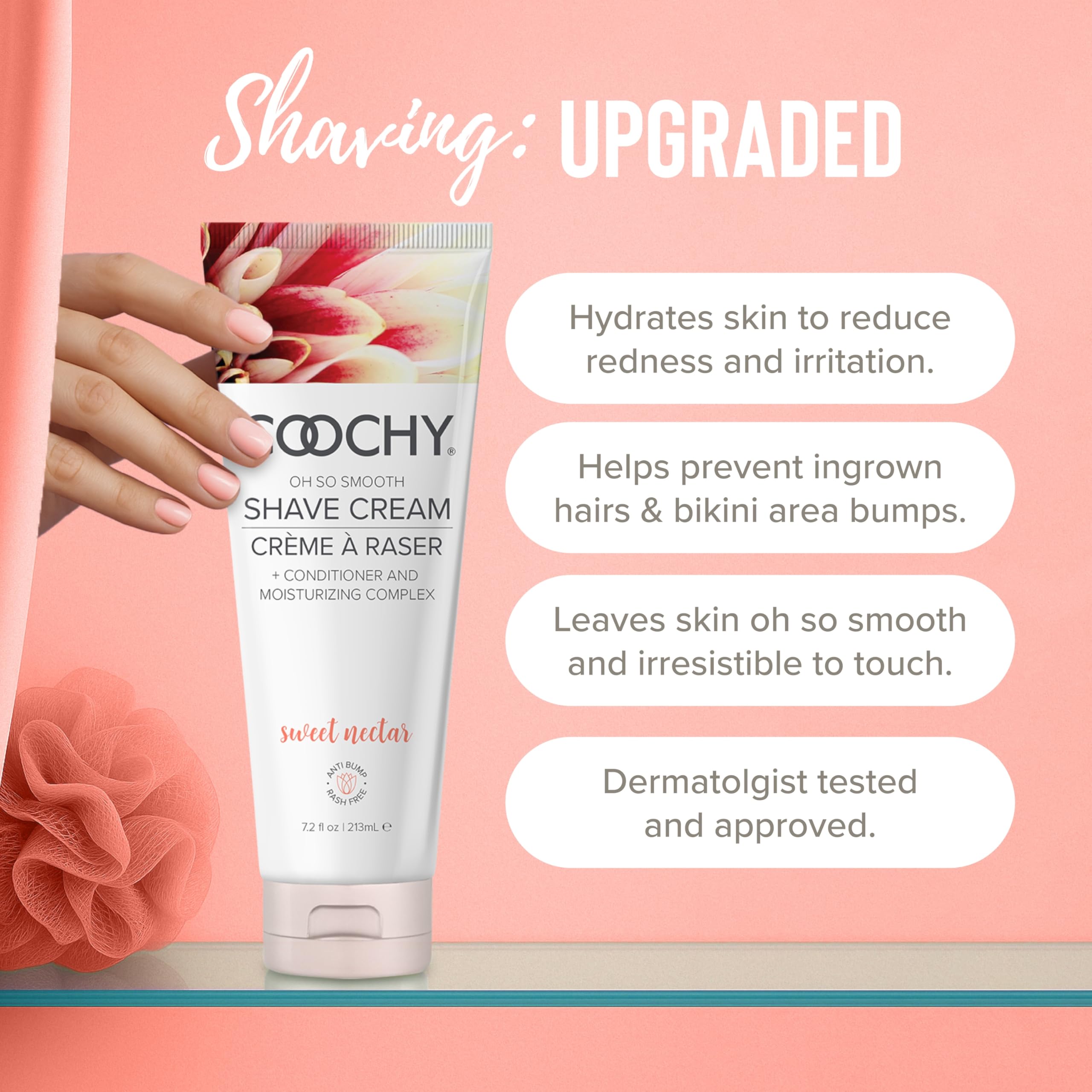 Coochy shave cream application on skin for a glide with less tugging.