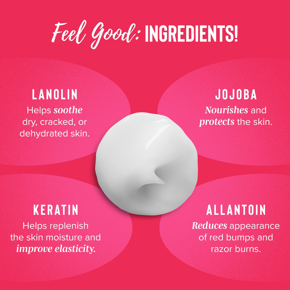 Coochy Shave Cream applied to bikini-area skin for a comfortable, precise shave.