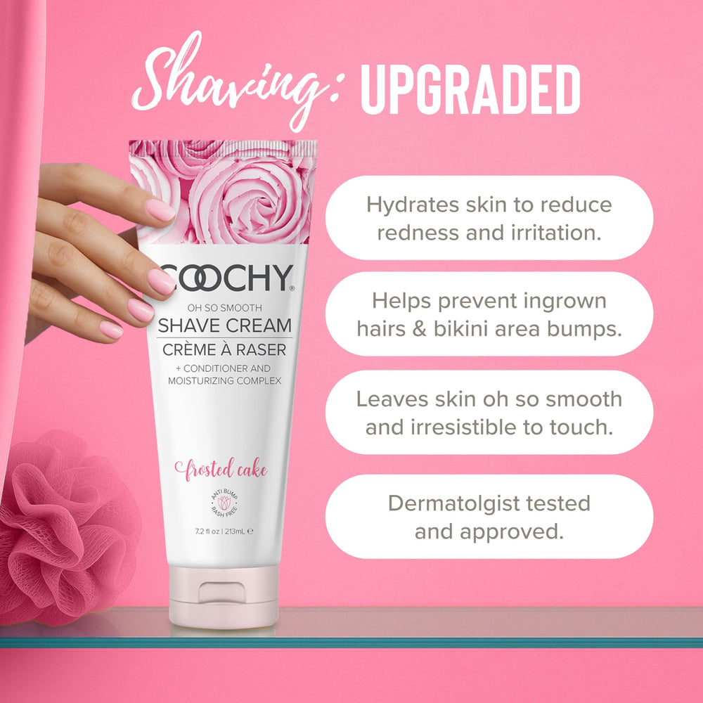 Coochy Shave Cream lather close-up shows rich foam for smooth glide