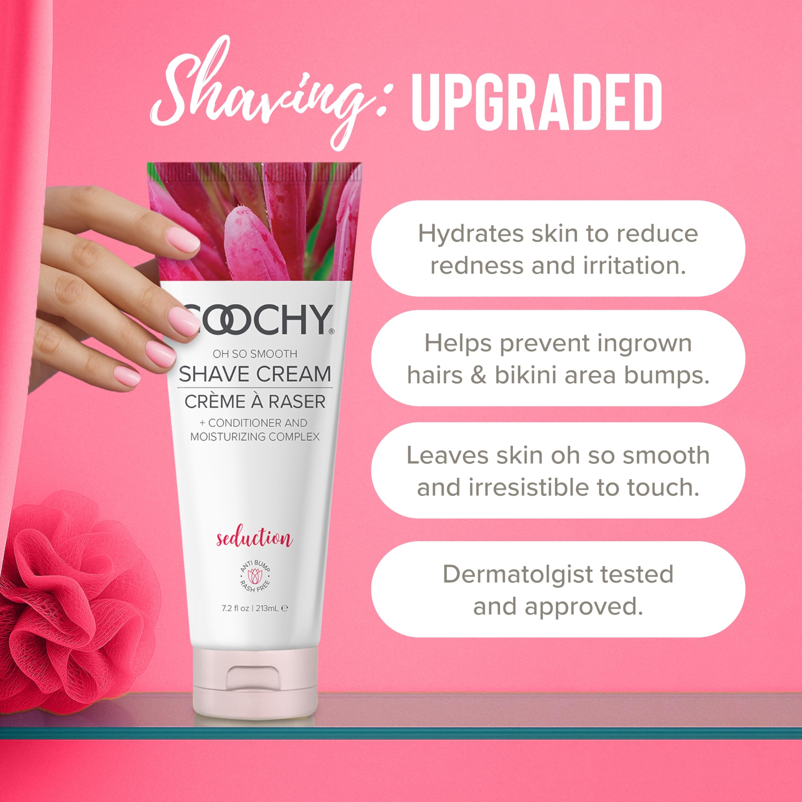 Coochy Shave Cream texture swatch reveals rich, moisturizing formula for a smooth glide.